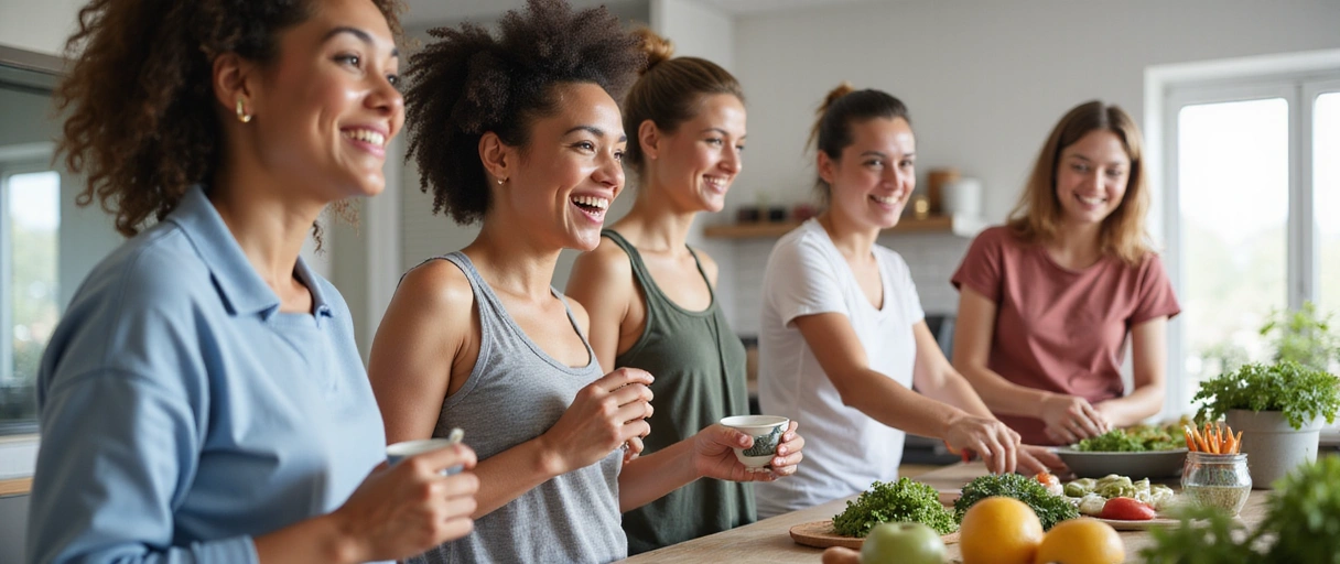 Χαρούμενοι άνθρωποι που ακολουθούν υγιεινό τρόπο ζωής