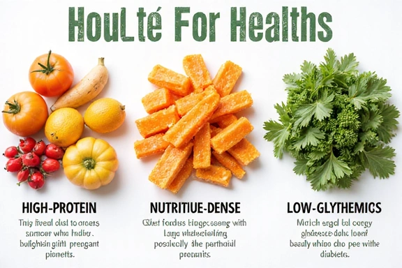 Εικόνα που δείχνει μια ποικιλία τροφίμων κατάλληλων για εξειδικευμένες διατροφές